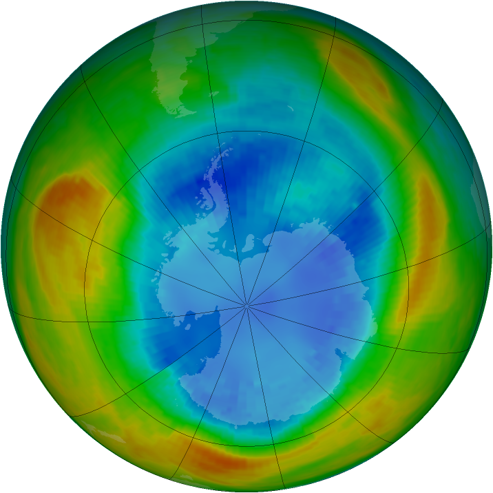 Antarctic ozone map for 01 September 1986
